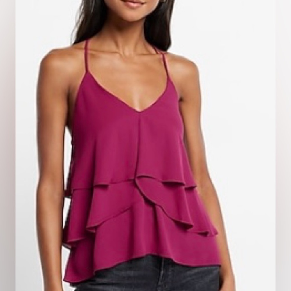 Express XL ruffle plum cami not black hemmed at the top